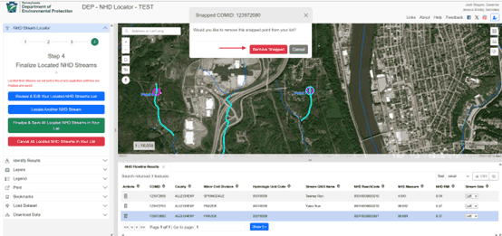nhdlocator - Remove snapped point confirmation