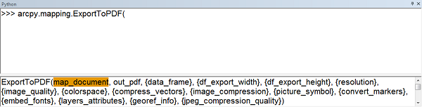 Screen capture of ExportToPDF syntax Screen capture of ExportToPDF syntax
