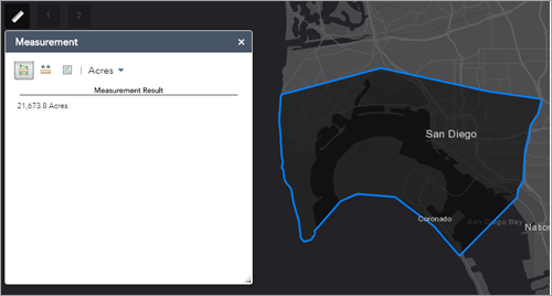 Polygon measurement result with geometry on map Polygon measurement result with geometry on map