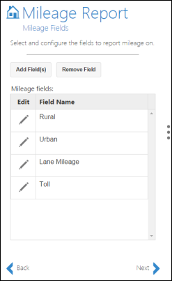 Four mileage fields are added Four mileage fields are added