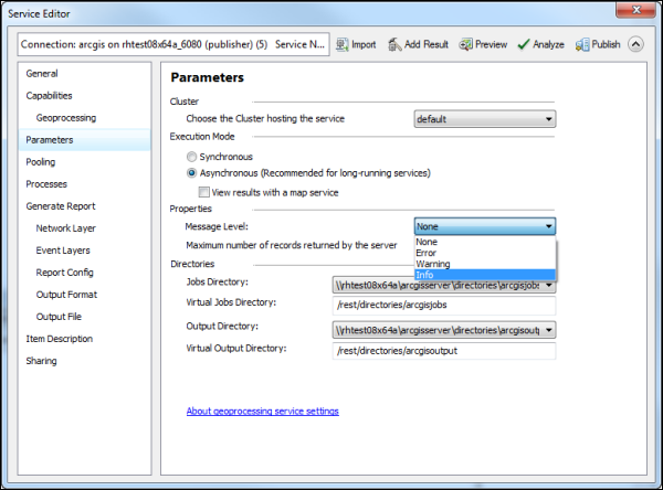 Changing the message level Changing the message level