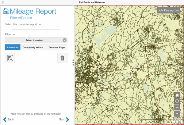 Selection by map extent Selection by map extent