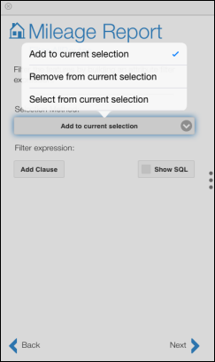 Attribute selection options Attribute selection options