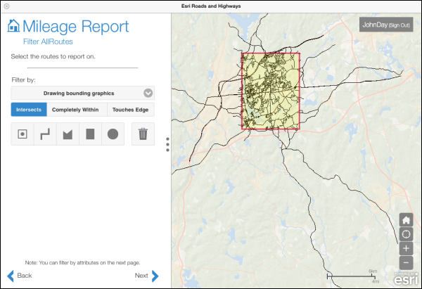 Routes that intersect the graphic Routes that intersect the graphic